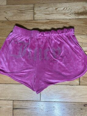Juicy Couture Velour Sleep Shorts Pink Rhinestone Logo Size Medium Y2K
